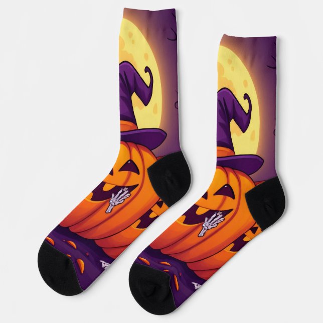 Calcetines Cozy Witch Coffee Socks – Cute Halloween Magic (Izquierda)