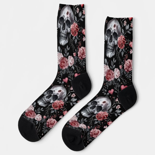 Calcetines Crálicas de brujería gótica con Rosas (Izquierda)