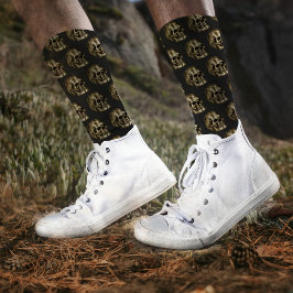 Calcetines Cráneo plateado Damask de lujo Halloween gótico ne