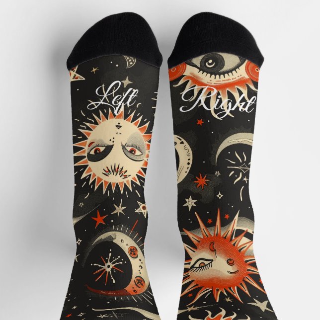 Calcetines Crea tu Propio Celestial de Naranja y Negro (Arriba)