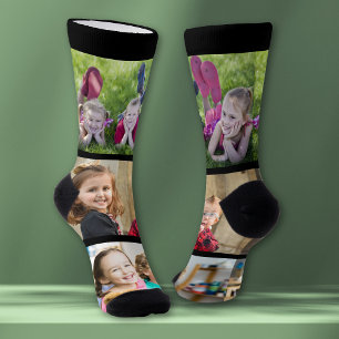 Calcetines Crea tu propio collage de fotos de 3 niños de fami