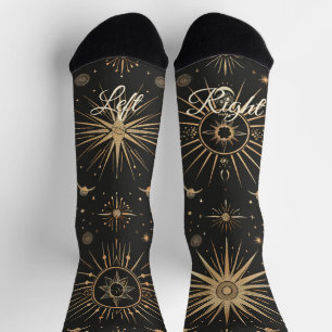 Calcetines Crea tu propio ojo mágico celestial negro y dorado