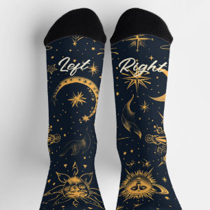 Calcetines Crea tu propio oro azul luna celeste y estrellas