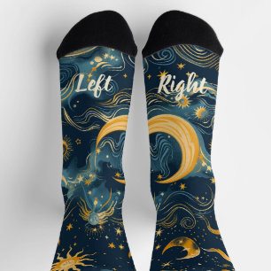 Calcetines Crea tu propio sol y luna celestiales nostálgicos