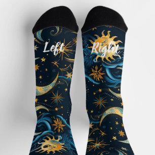 Calcetines Crea tus propios Sol Luna y Estrellas de Azul y Do