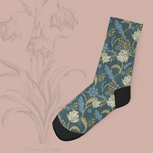 Calcetines Cream y floral Art Nouveau azul
