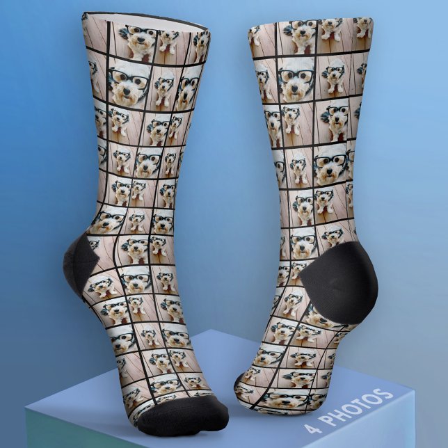 Calcetines Crear un Collage de fotos Personalizado con 4 foto (Custom Face Socks - Add Your Photo)