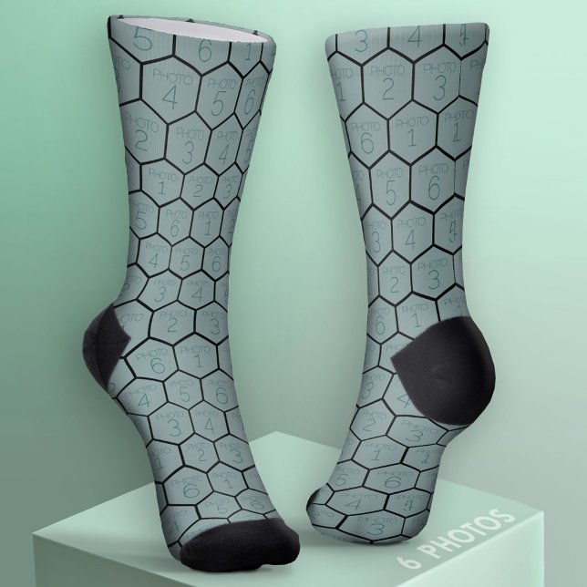 Calcetines Crear un Collage de fotos Personalizado con 6 foto (Custom Photo Socks)