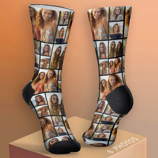 Calcetines Crear un Collage de fotos Personalizado con 6 foto (Custom Photo Socks - add a Photo Collage)