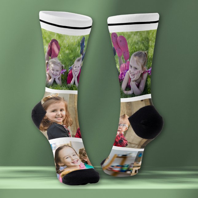 Calcetines Create Your Own 3 Family Kids Photo Collage  White (Subido por el creador)