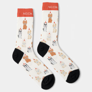 Calcetines Crema del patrón de perros copiosos