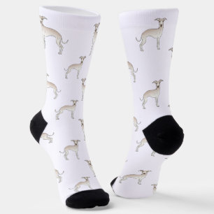Calcetines Crema Italiana Greyhound Cute Dibujo Patrón Perro