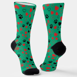 Calcetines Crew Rojo y Negro con Estampado de Huel