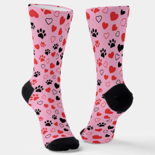 Calcetines Crew Rojo y Negro con Huella de Garra y