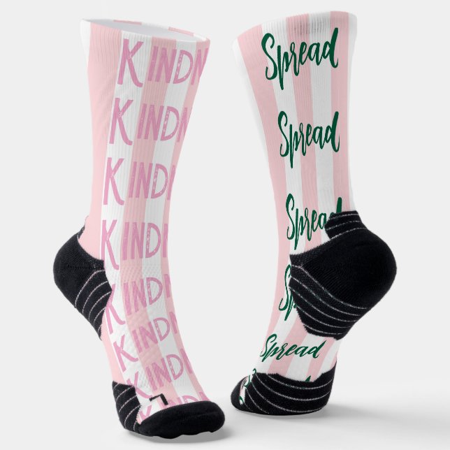 Calcetines Crew Socks Pink & White Stripe Spread Kindness (Angular)