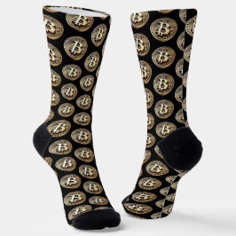 Calcetines Criptodivisa digital de efectivo de Bitcoin dorado
