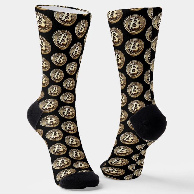 Calcetines Criptodivisa digital de efectivo de Bitcoin dorado (Angular)