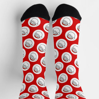 Calcetines Crude Doodle Art Santa on Red