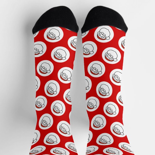 Calcetines Crude Doodle Art Santa on Red (Arriba)