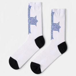 Calcetines Cruz Copta de Arte Lapis Azul Premium