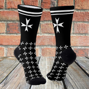Calcetines Cruz de Malta Negra, St. John, bandera de Malta/sí