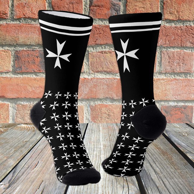 Calcetines Cruz de Malta Negra, St. John, bandera de Malta/sí (Subido por el creador)