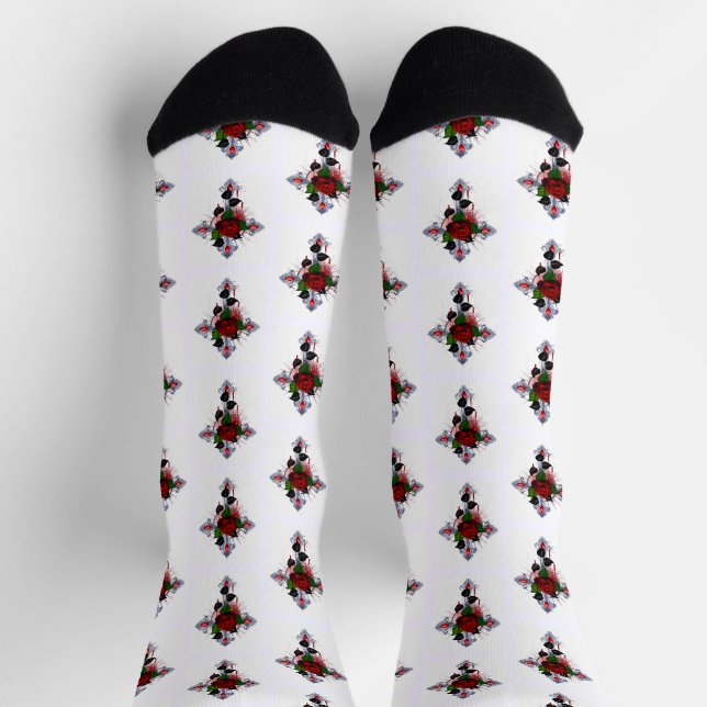 Calcetines Cruz de Plata con una Rosa Roja (Arriba)