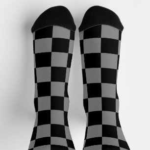Calcetines Cuadrados a cuadros gris negro geométrico retro