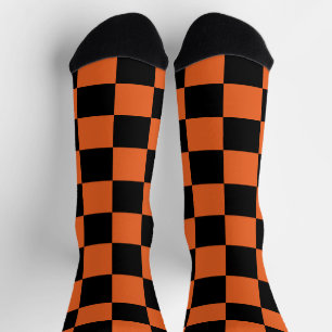 Calcetines Cuadrados a cuadros Patrón geométrico retro negro 