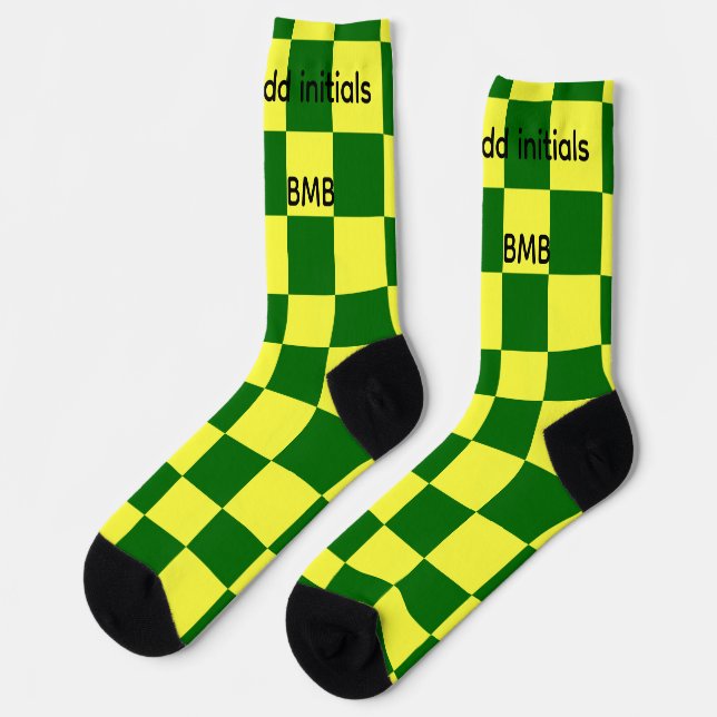 Calcetines Cuadrados amarillo y verde (Izquierda)