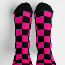 Calcetines Cuadrados controlados retro geométrico negro rosa 