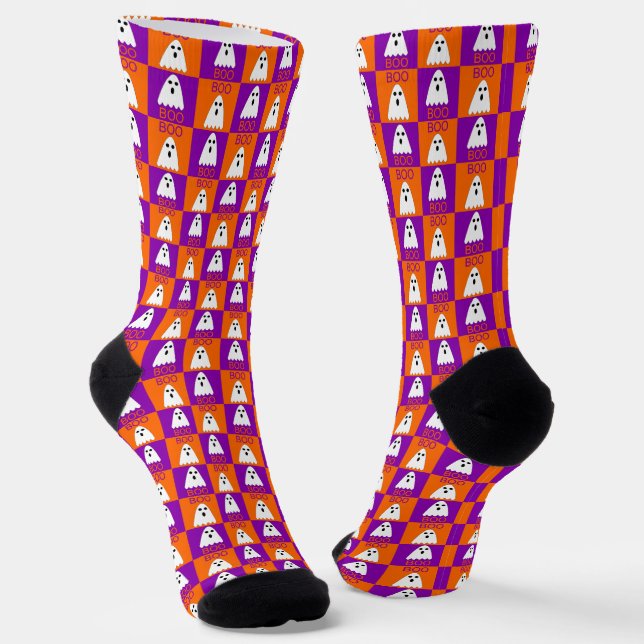 Calcetines Cuadrados de boo fantasma morado y Naranja de Hall (Angular)