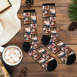 Calcetines Cuadrícula de fotos personalizadas de Navidad para