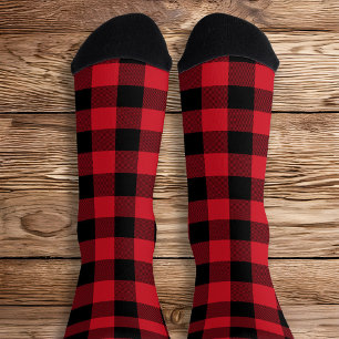 Calcetines Cuadro de Búfalo Rojo y Negro Lava