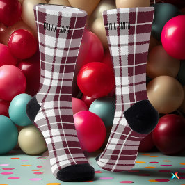Calcetines Cuadro Escocés Burgundy y Gris Personalizado Hecho