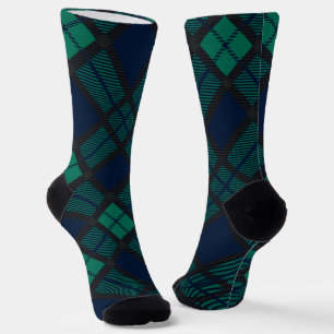 Calcetines Cuadro Escocés Negro Vigía Rústico Verde Azul Tart