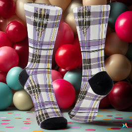 Calcetines Cuadro Escocés Personalizado de Tartán Morado y Am