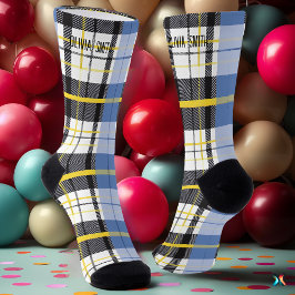 Calcetines Cuadro Escocés Tartán Azul, Amarillo y Negro Perso