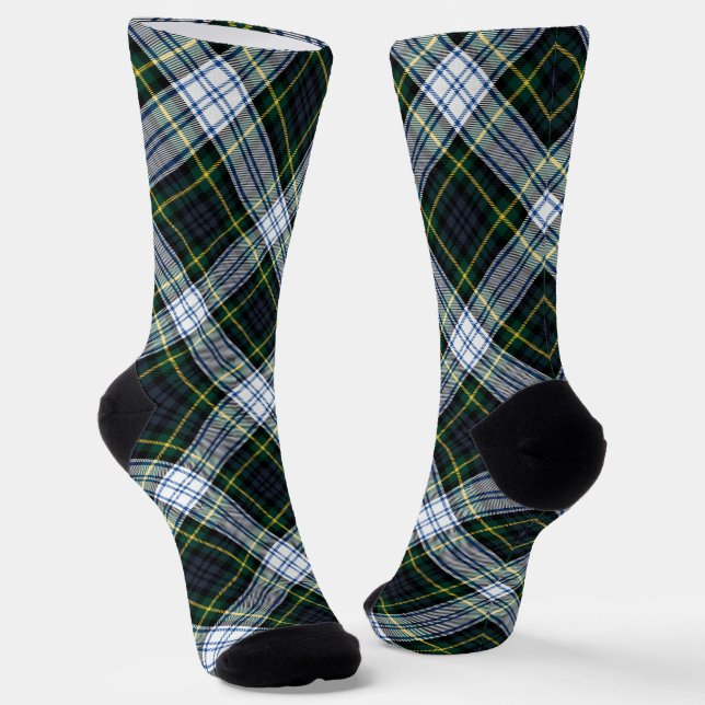 Calcetines Cuadro Rústico Gordon Tartán Verde Blanco Patrón (Angular)
