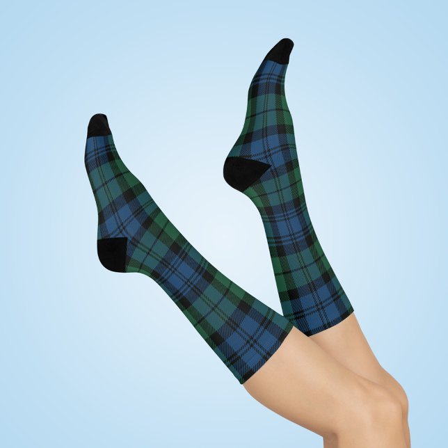 Calcetines Cuadros Clan Campbell Verde Tartán Rústico (Plaid Campbell Tartan Blue Green Check Socks)