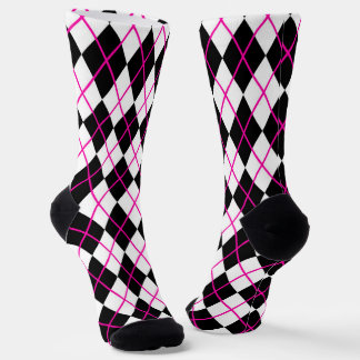 Calcetines Cuadros de argyle rosa y negro en forma de diamant