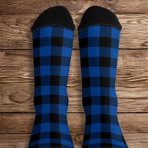 Calcetines Cuadros de búfalo azul profundo y negro