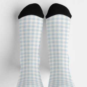 Calcetines Cuadros de rayas blancas azul claro