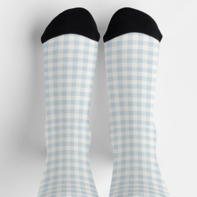 Calcetines Cuadros de rayas blancas azul claro (Arriba)