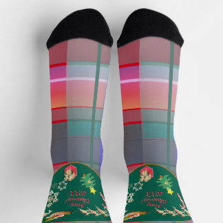 Calcetines Cuadros de Reno de Santa de Navidad 