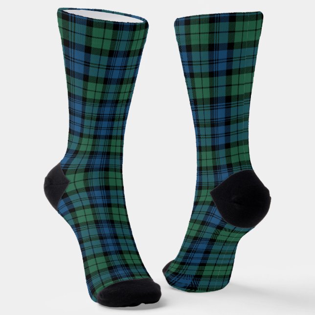 Calcetines Cuadros Elegantes Campbell Verde Tartán Rústico (Angular)