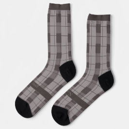 Calcetines Cuadros grises y grises, texto en pie