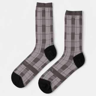 Calcetines Cuadros grises y grises, texto en pie