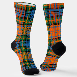 Calcetines Cuadros Naranja Verde Tartán Rústico Brillante