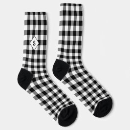 Calcetines Cuadros Negro y Blanco Monograma Inicial